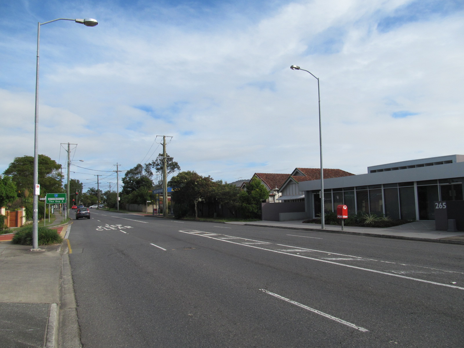 Waterworks Road looking west from central Ashgrove, July 2013
